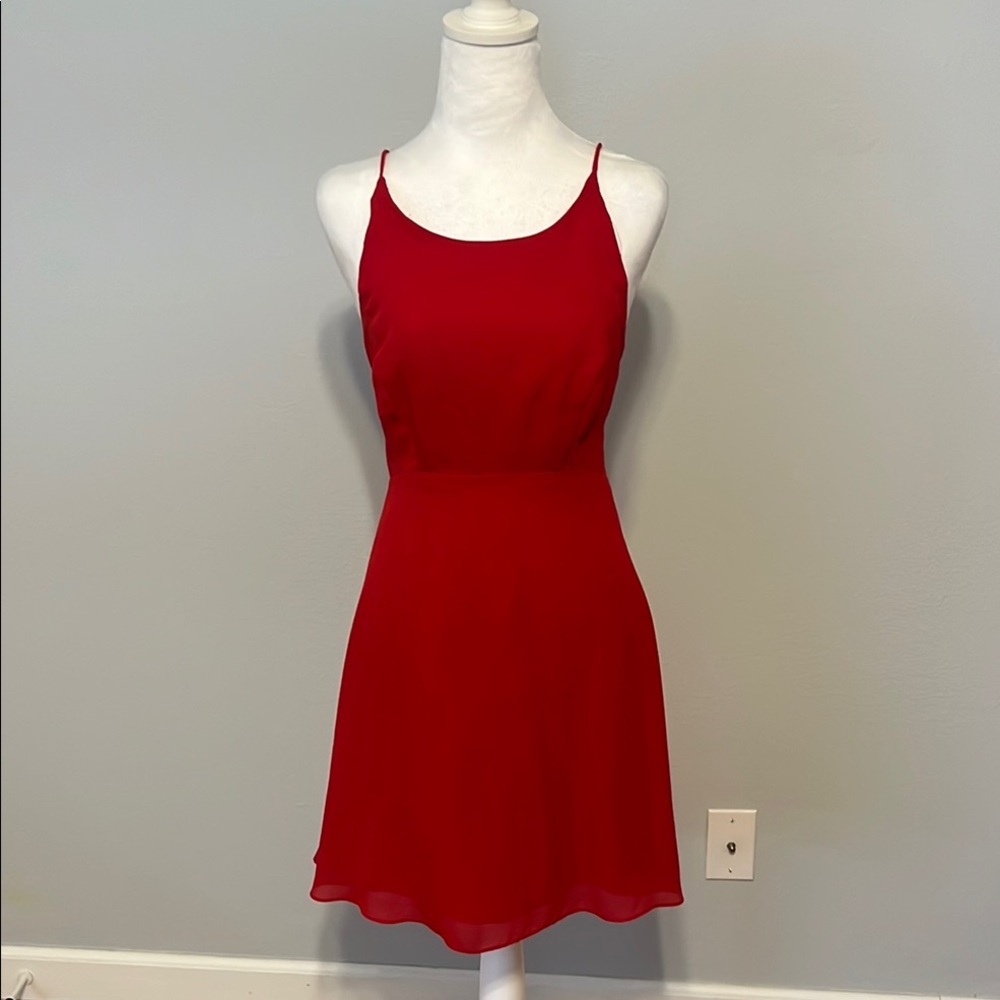 Elegant Red Spaghetti Strap Dress